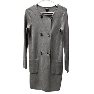 Talbots Pure Merino Wool S Double Breasted‎ Sweater Coat Gray Classic Minimalist